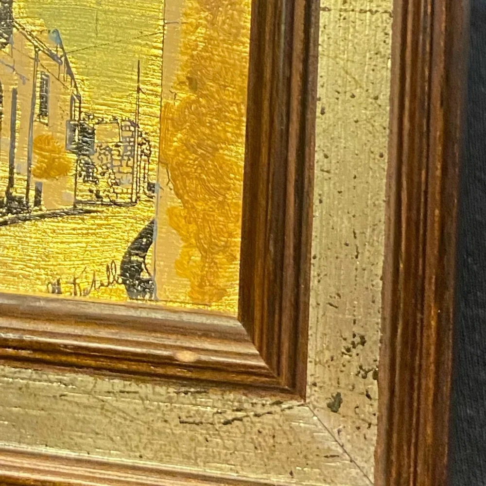 Mini Picture Hand Painted 23 K Gold Leaf Signed Italian Florentine Wall Gallery